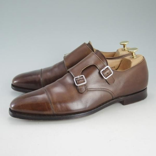 極上★クロケット&ジョーンズ 8.5E【定番★LOWNDES/ラウンズ/348ラスト】ダブルモンク/カーフ/茶/メンズ/靴/Crockett&Jones★d581