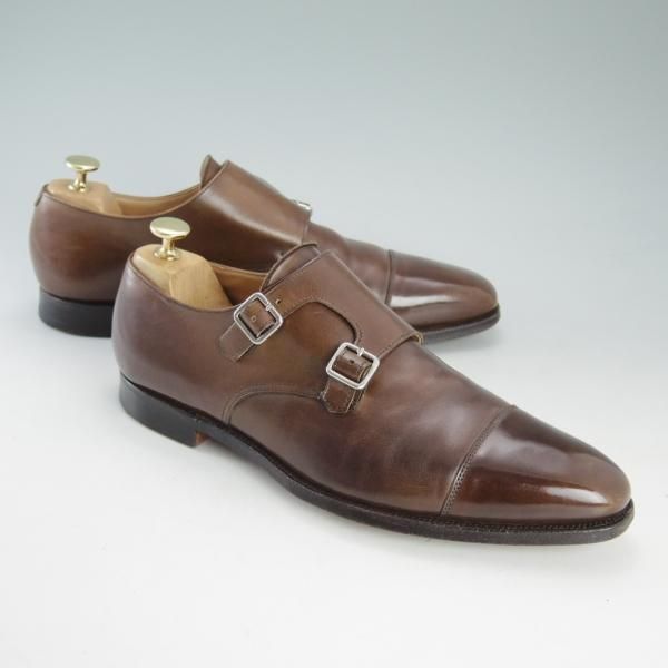 極上★クロケット&ジョーンズ 8.5E【定番★LOWNDES/ラウンズ/348ラスト】ダブルモンク/カーフ/茶/メンズ/靴/Crockett&Jones★d581