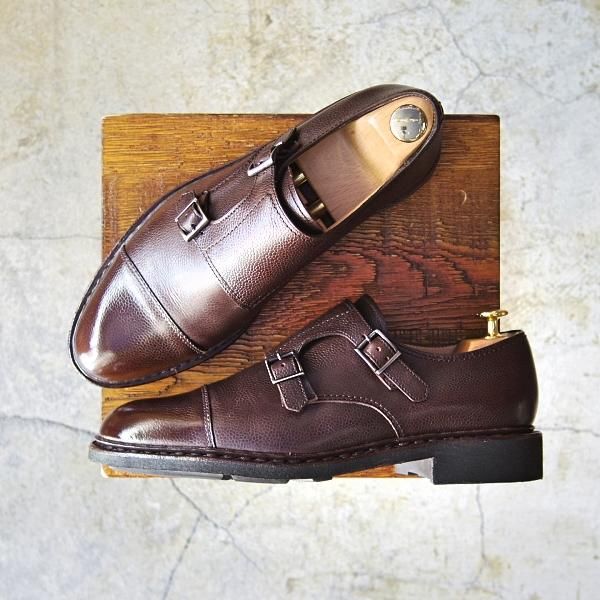 極美品★パラブーツ 6.5【定価￥70,200-★POE/ビームス別注/BEAMS】ダブルモンク/アクティブソール/グレイン/メンズ/Paraboot★d588