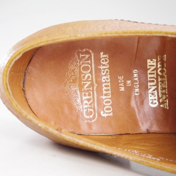 美品★(英)グレンソン 6.5FX【貴重★アンテロープ革/GENUINE ANTELOPE】プレーントゥ/Vフロント/茶/メンズ/シューズ/GRENSON★d590
