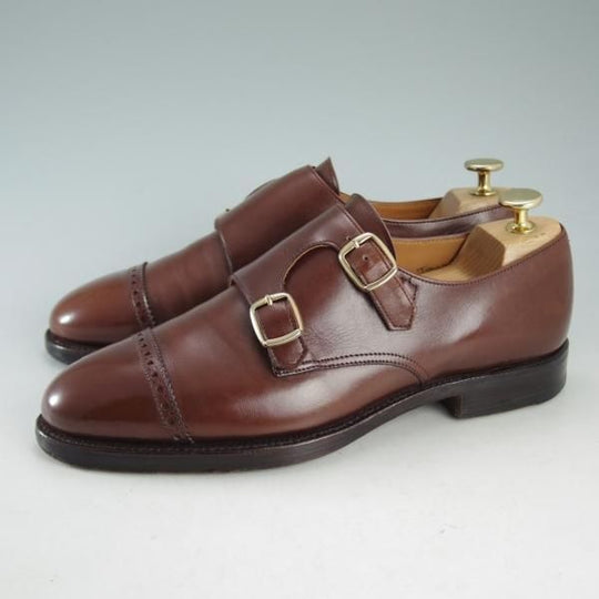 極上★クロケット&ジョーンズ 6.5E【★ロイドフットウェア別注/LloydFootwear】ダブルモンク/317ラスト/カーフ/茶/Crockett&Jones★d596