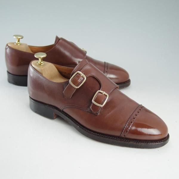 極上★クロケット&ジョーンズ 6.5E【★ロイドフットウェア別注/LloydFootwear】ダブルモンク/317ラスト/カーフ/茶/Crockett&Jones★d596