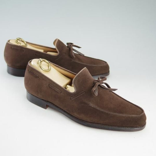 極美品★クロケット&ジョーンズ 7E【★リボンローファー/HAYLING2】366ラスト/スエード/濃茶/メンズ/Crockett&Jones★d597