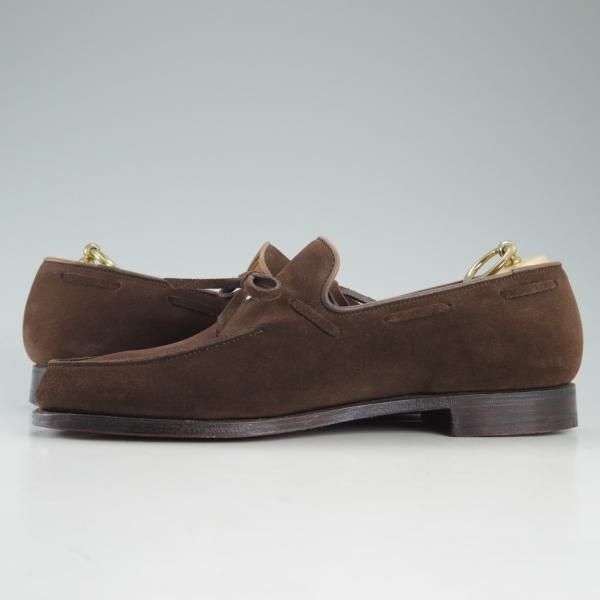 極美品★クロケット&ジョーンズ 7E【★リボンローファー/HAYLING2】366ラスト/スエード/濃茶/メンズ/Crockett&Jones★d597