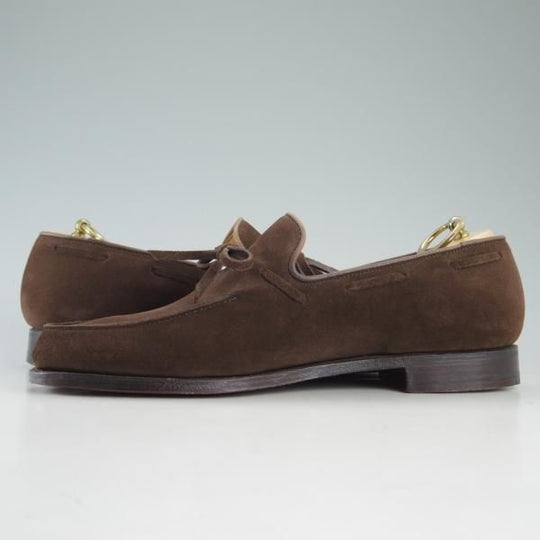 極美品★クロケット&ジョーンズ 7E【★リボンローファー/HAYLING2】366ラスト/スエード/濃茶/メンズ/Crockett&Jones★d597