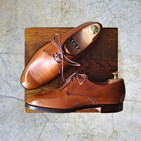 極上★クロケット&ジョーンズ 6D【★ハンドグレードライン/SHERWOOD】330ラスト/プレーントゥ/Vフロント/茶/メンズ/Crockett&Jones★d598