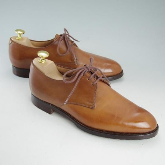 極上★クロケット&ジョーンズ 6D【★ハンドグレードライン/SHERWOOD】330ラスト/プレーントゥ/Vフロント/茶/メンズ/Crockett&Jones★d598