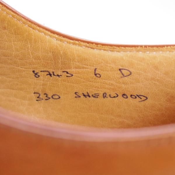 極上★クロケット&ジョーンズ 6D【★ハンドグレードライン/SHERWOOD】330ラスト/プレーントゥ/Vフロント/茶/メンズ/Crockett&Jones★d598