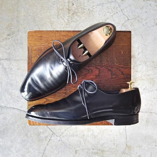 極上★クロケット&ジョーンズ 6E【★ハンドグレードライン/STANLEY】337ラスト/プレーントゥ/Vフロント/カーフ/黒/Crockett&Jones★d599