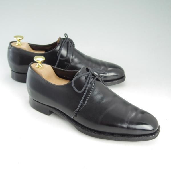 極上★クロケット&ジョーンズ 6E【★ハンドグレードライン/STANLEY】337ラスト/プレーントゥ/Vフロント/カーフ/黒/Crockett&Jones★d599