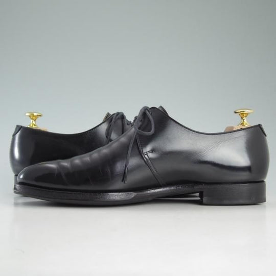 極上★クロケット&ジョーンズ 6E【★ハンドグレードライン/STANLEY】337ラスト/プレーントゥ/Vフロント/カーフ/黒/Crockett&Jones★d599