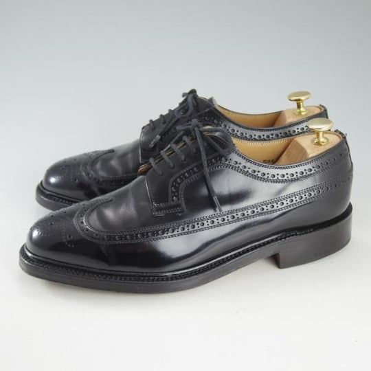 極上★(英)チーニー製 UK8/US8.5G【貴重★ROYAL TWEEDライン/44ラスト】ロングウイング/ポリッシュレザー/黒/メンズ/CHEANEY★d603