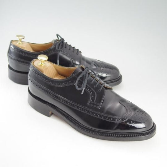 極上★(英)チーニー製 UK8/US8.5G【貴重★ROYAL TWEEDライン/44ラスト】ロングウイング/ポリッシュレザー/黒/メンズ/CHEANEY★d603