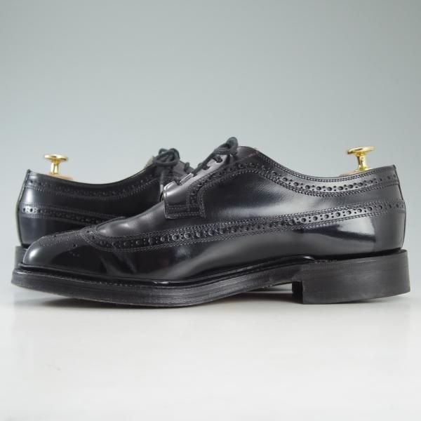 極上★(英)チーニー製 UK8/US8.5G【貴重★ROYAL TWEEDライン/44ラスト】ロングウイング/ポリッシュレザー/黒/メンズ/CHEANEY★d603