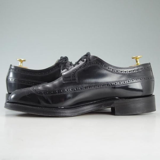 極上★(英)チーニー製 UK8/US8.5G【貴重★ROYAL TWEEDライン/44ラスト】ロングウイング/ポリッシュレザー/黒/メンズ/CHEANEY★d603