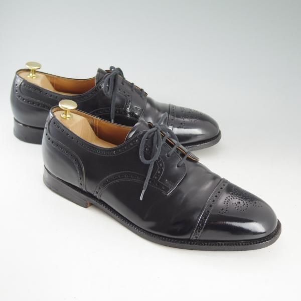 極上★チャーチ 95G/UK9.5【旧チャーチ★ブックバインダーカーフ/73ラスト】3都市ロゴ/CROMWELL/セミブローグ/黒/メンズ/Church's★d607