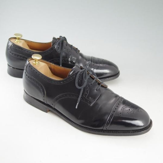 極上★チャーチ 95G/UK9.5【旧チャーチ★ブックバインダーカーフ/73ラスト】3都市ロゴ/CROMWELL/セミブローグ/黒/メンズ/Church's★d607