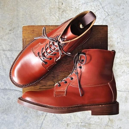 未使用★トリッカーズ SIZE 8.5【希少色★BURFORD/プレーントゥブーツ/SUPER BOOTS】カーフ/茶/メンズ/Tricker's★d613
