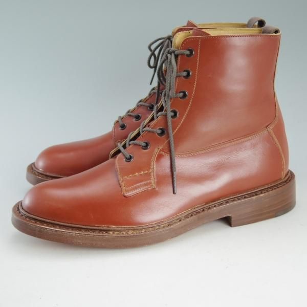 未使用★トリッカーズ SIZE 8.5【希少色★BURFORD/プレーントゥブーツ/SUPER BOOTS】カーフ/茶/メンズ/Tricker's★d613