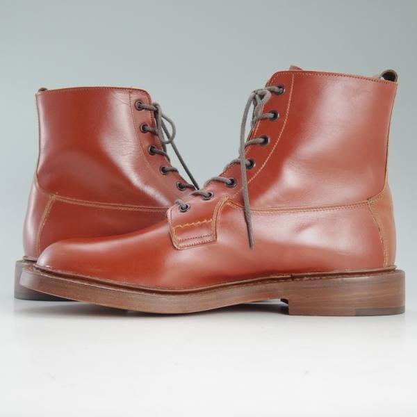 未使用★トリッカーズ SIZE 8.5【希少色★BURFORD/プレーントゥブーツ/SUPER BOOTS】カーフ/茶/メンズ/Tricker's★d613