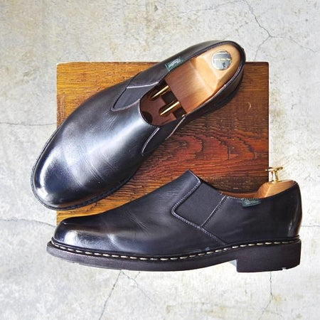 ★パラブーツ SIZE 8.5【★2015年〜展開/PHOTON/フォトン】TEXソール/スリッポン/サイドゴアシューズ/リスレザー/黒/メンズ/Paraboot★d615