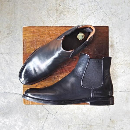 美品★チャーチ(レディース) SIZE 38【貴重★ナチュラルカーフ/MONMOUTH WG】サイドゴアブーツ/黒/8744-26/Church's★d619