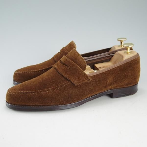 極上★クロケット&ジョーンズ 7E【★コインローファー/スエード】茶/メンズ/Crockett&Jones★d620