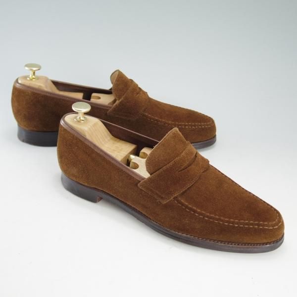 極上★クロケット&ジョーンズ 7E【★コインローファー/スエード】茶/メンズ/Crockett&Jones★d620