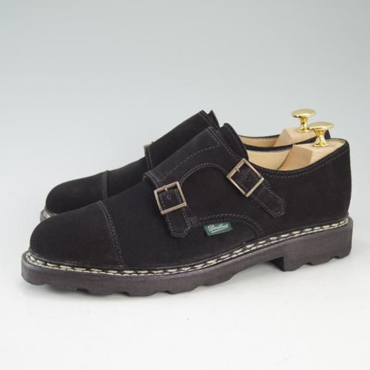 極美品★パラブーツ SIZE 6【貴重★スエード/WILLIAM/ウィリアム】ダブルモンク/マルシェソール/黒/メンズ/Paraboot★d621
