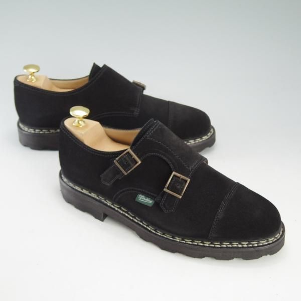 極美品★パラブーツ SIZE 6【貴重★スエード/WILLIAM/ウィリアム】ダブルモンク/マルシェソール/黒/メンズ/Paraboot★d621