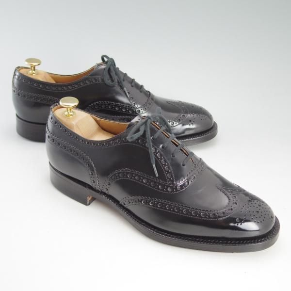 極上★チャーチ 75F/UK7.5【貴重★BURWOOD/旧チャーチ/ブックバインダーカーフ】81ラスト/バーウッド/フルブローグ/黒/Church's★d626