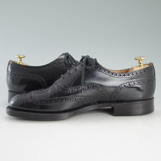 極上★チャーチ 75F/UK7.5【貴重★BURWOOD/旧チャーチ/ブックバインダーカーフ】81ラスト/バーウッド/フルブローグ/黒/Church's★d626