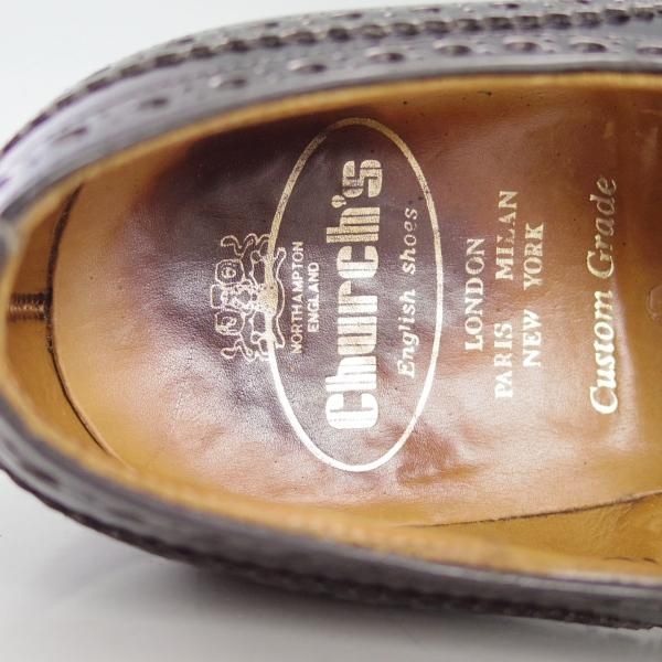 極上★チャーチ 75F/UK7.5【貴重★BURWOOD/旧チャーチ/ブックバインダーカーフ】81ラスト/バーウッド/フルブローグ/黒/Church's★d626