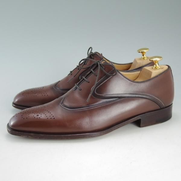 美品★(伊)ア・テストーニ SIZE 6【上級★ブラックラベル/BLACK LABEL】オックスフォード/カーフ/茶/メンズ/靴/シューズ/a.testoni★d630