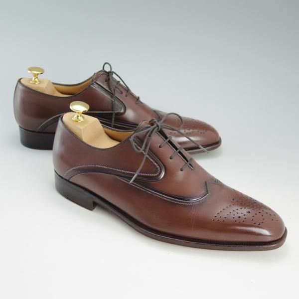 美品★(伊)ア・テストーニ SIZE 6【上級★ブラックラベル/BLACK LABEL】オックスフォード/カーフ/茶/メンズ/靴/シューズ/a.testoni★d630