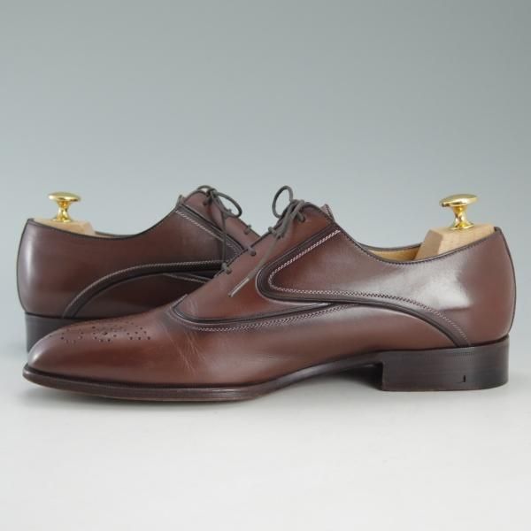 美品★(伊)ア・テストーニ SIZE 6【上級★ブラックラベル/BLACK LABEL】オックスフォード/カーフ/茶/メンズ/靴/シューズ/a.testoni★d630