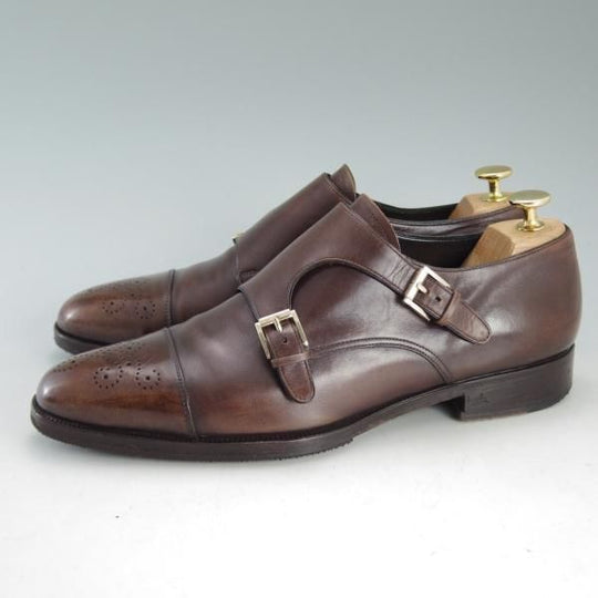 ★(伊)タニノクリスチー SIZE 7【定価18万円以上★最後期のダブルモンク/134644】カーフ/茶/メンズ/TANINO CRISCI★d631