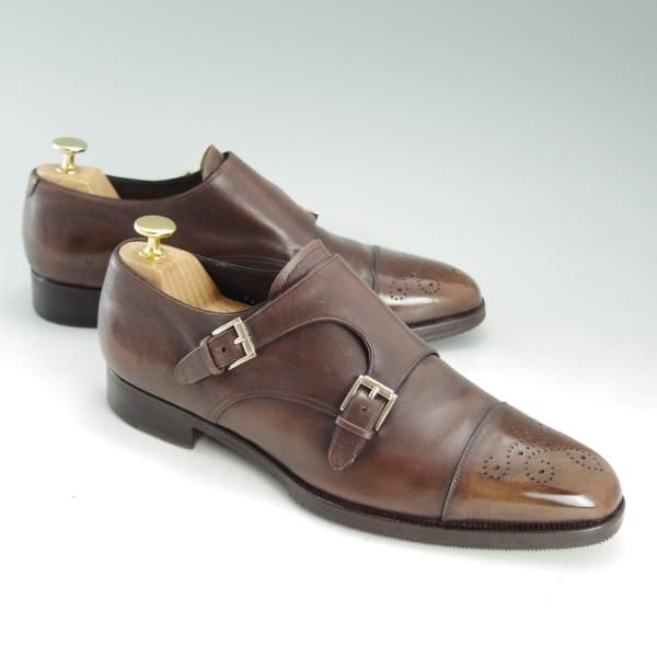 ★(伊)タニノクリスチー SIZE 7【定価18万円以上★最後期のダブルモンク/134644】カーフ/茶/メンズ/TANINO CRISCI★d631