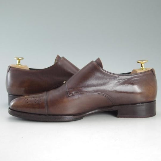 ★(伊)タニノクリスチー SIZE 7【定価18万円以上★最後期のダブルモンク/134644】カーフ/茶/メンズ/TANINO CRISCI★d631