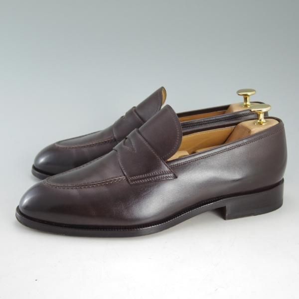 極美品★(伊)マンニーナ SIZE 7.5【貴重★レディメイドライン/コインローファー】カーフ/濃茶/メンズ/靴/シューズ/MANNINA★d632