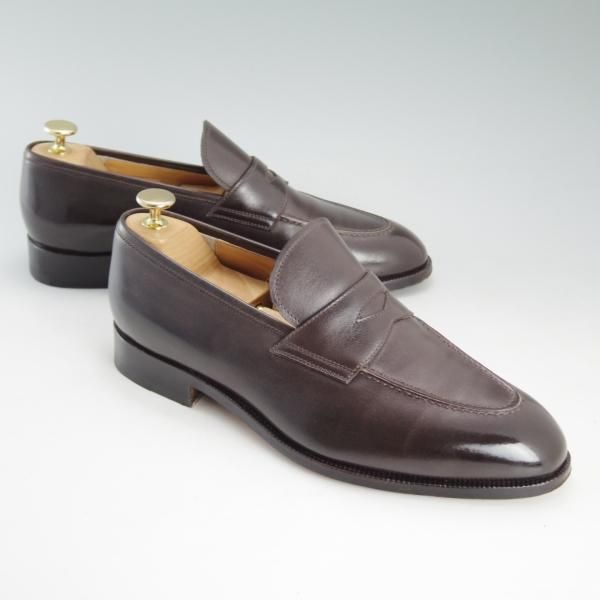 極美品★(伊)マンニーナ SIZE 7.5【貴重★レディメイドライン/コインローファー】カーフ/濃茶/メンズ/靴/シューズ/MANNINA★d632