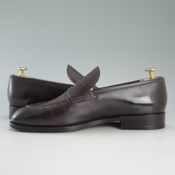 極美品★(伊)マンニーナ SIZE 7.5【貴重★レディメイドライン/コインローファー】カーフ/濃茶/メンズ/靴/シューズ/MANNINA★d632
