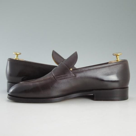 極美品★(伊)マンニーナ SIZE 7.5【貴重★レディメイドライン/コインローファー】カーフ/濃茶/メンズ/靴/シューズ/MANNINA★d632