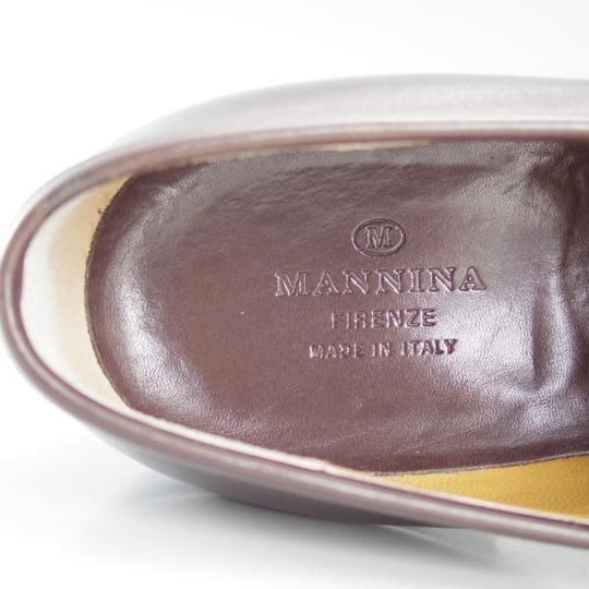 極美品★(伊)マンニーナ SIZE 7.5【貴重★レディメイドライン/コインローファー】カーフ/濃茶/メンズ/靴/シューズ/MANNINA★d632