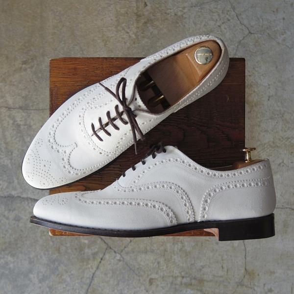 未使用★チャーチ 95F/UK9.5【貴重★JIL SANDER別注/9747ラスト/ジルサンダー】フルブローグ/スエード/白/メンズ/Church's★d639