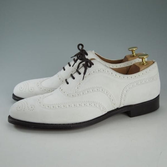 未使用★チャーチ 95F/UK9.5【貴重★JIL SANDER別注/9747ラスト/ジルサンダー】フルブローグ/スエード/白/メンズ/Church's★d639