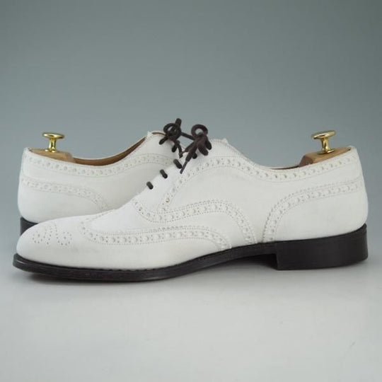 未使用★チャーチ 95F/UK9.5【貴重★JIL SANDER別注/9747ラスト/ジルサンダー】フルブローグ/スエード/白/メンズ/Church's★d639