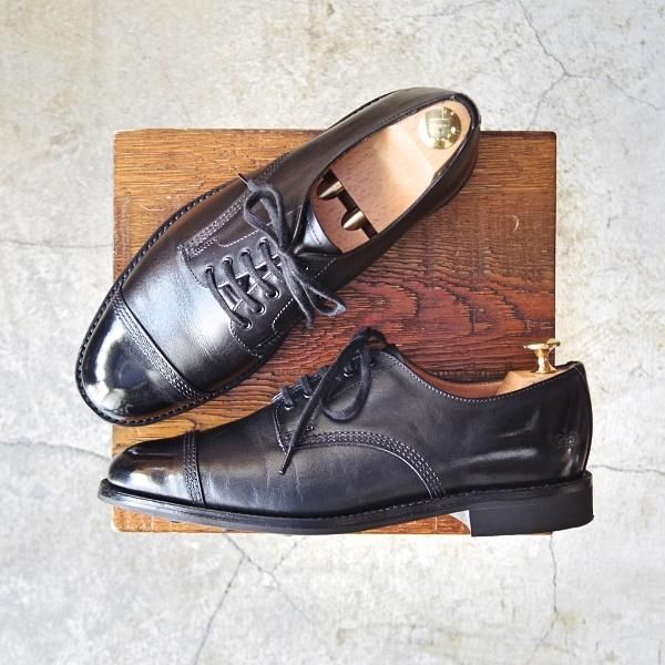 美品★(英)サンダース UK6.5【★ミリタリーコレクション/Military Derby Shoe/1128BC】ストレートチップ/カーフ/黒/メンズ/Sanders★d647