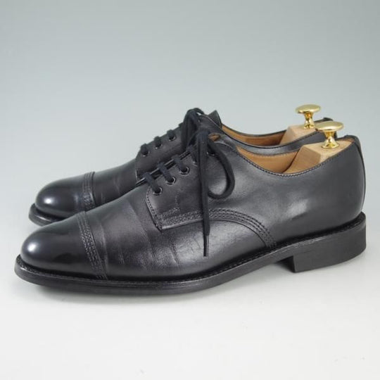 美品★(英)サンダース UK6.5【★ミリタリーコレクション/Military Derby Shoe/1128BC】ストレートチップ/カーフ/黒/メンズ/Sanders★d647