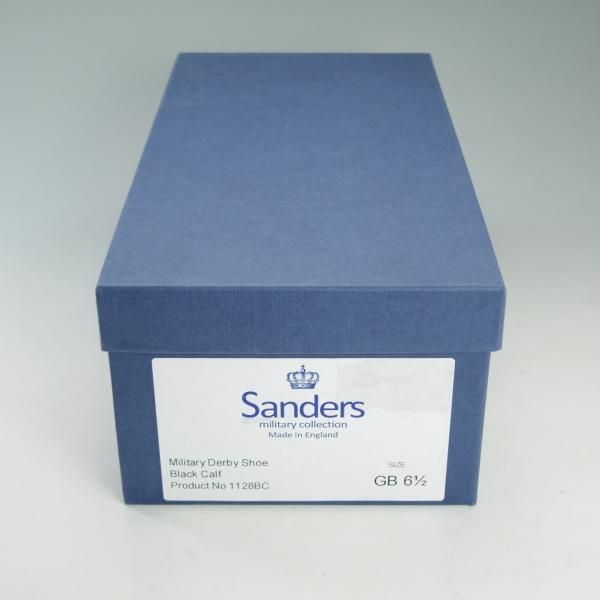 美品★(英)サンダース UK6.5【★ミリタリーコレクション/Military Derby Shoe/1128BC】ストレートチップ/カーフ/黒/メンズ/Sanders★d647